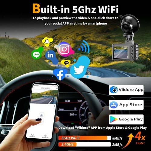 Dash Cam 4K Doppia Anteriore e Posteriore WiFi Telecamera Auto GPS Visione Notturna Loop Record - Foto 8 di 8