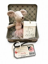 Maileg Big Sister Ballerina Mouse w/ Suitcase Retired Rare NWT 5" Tall
