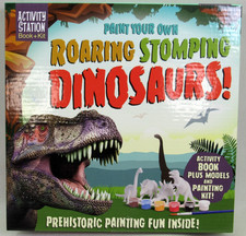 Paint Your Own ROARING STOMPING DINOSAURS Activity Kit Book Models NEW OPEN