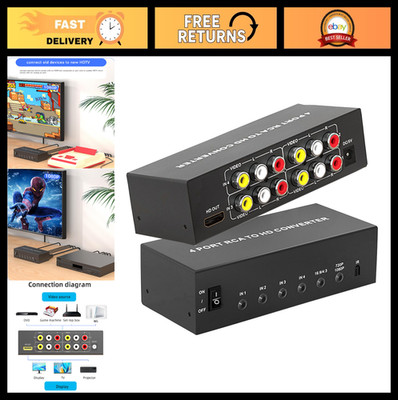 RCA to HDMI Converter Adapter - 1080P/720P AV to HDMI, Compatible with Wii, PS3,