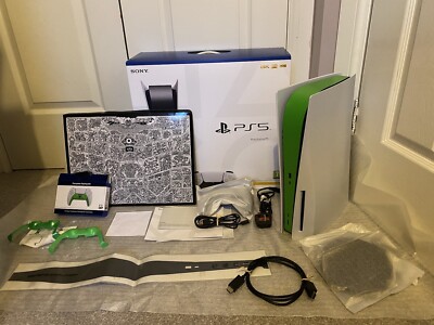 Sony Playstation 5 PS5 Disc Edition (grüne Lichtstreifen/Skin-Bundle)