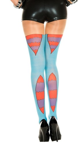 NEW sexy MUSIC LEGS cheshire CAT smiling KITTY pantyhose STOCKINGS nylons TIGHTS - Picture 3 of 5