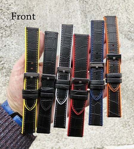 Correas de reloj híbridas premium de cuero de becerro y silicona Elite 20-22-24 mm - Imagen 10 de 21