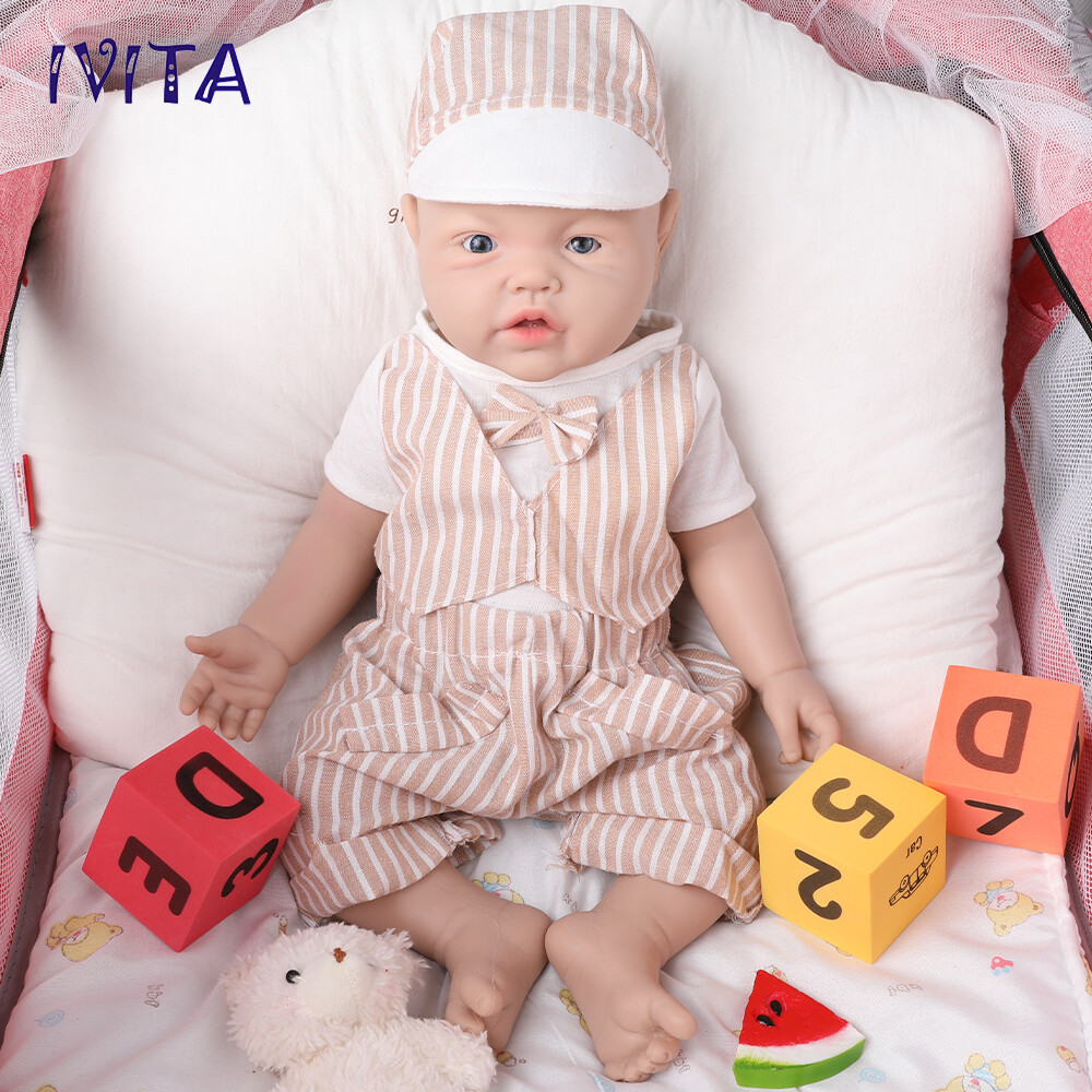 IVITA 17"Boy or Girl Baby Full Body Silicone Doll Lifelike Reborn Baby Toy