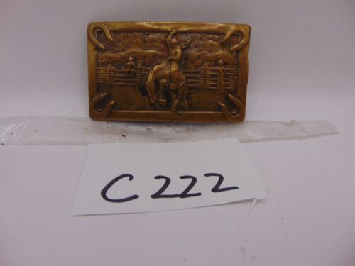 Vintage Belt Buckle Bronco Bull rider Cowboy Western Horse Loop and Tuck - Picture 2 of 7