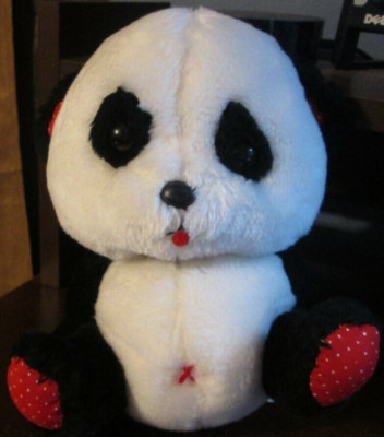 Applause Wallace Berrie vintage Toby teddy bear white black red polka dots (RARE