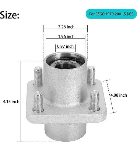 10L0L 2 Pack Front Wheel Hub Assembly for Club Car DS Golf Cart 1979-2001 - Foto 3 di 7