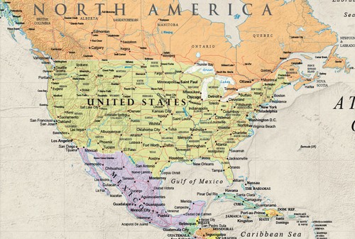 RMC 32" x 50" World Wall Map Mural Poster Classic Edition Earth Tone Wall Decor - Picture 2 of 5