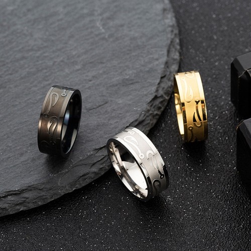 Mens Womens Gold Fishing Fish Hook Band Ring Stainless Steel Size 7-12 - Picture 6 of 12