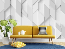 3D White Geometric Wallpaper Wall Mural Removable Self-adhesive Sticker612