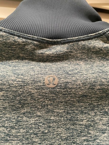 Long sleeve LULULEMON ALWAYS ALERT 1/2 ZIP Sz 4 in Heathered Petrol Blue fleece. - Picture 10 of 11