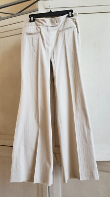 CATHERINE MELANDRINO BEIGE TEXTURED WOMEN'S WORK OR EVENING PANTS BELL BOTTOM 10