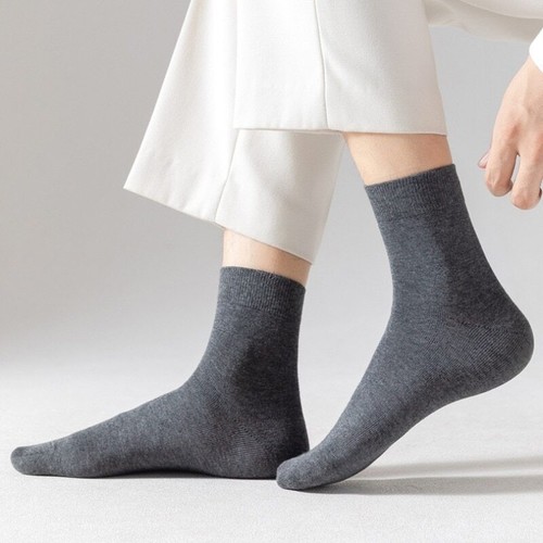 5 Pair Men Socks 98% Pure Cotton Antibacterial Business Classic Dress Tube Crew - Picture 3 of 21