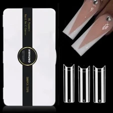 500pcs No C Curve XL Long Square Straight Fake Nails XL Square no curve