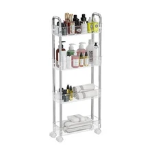Under Sink Organizers And Storage4 Tier Clear Movable Slim Rolling Storage Cart
