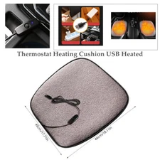 Car Thermostat Heating Cushion USB Heated Seat Pad Cover Lamb Velvet Gray Winter