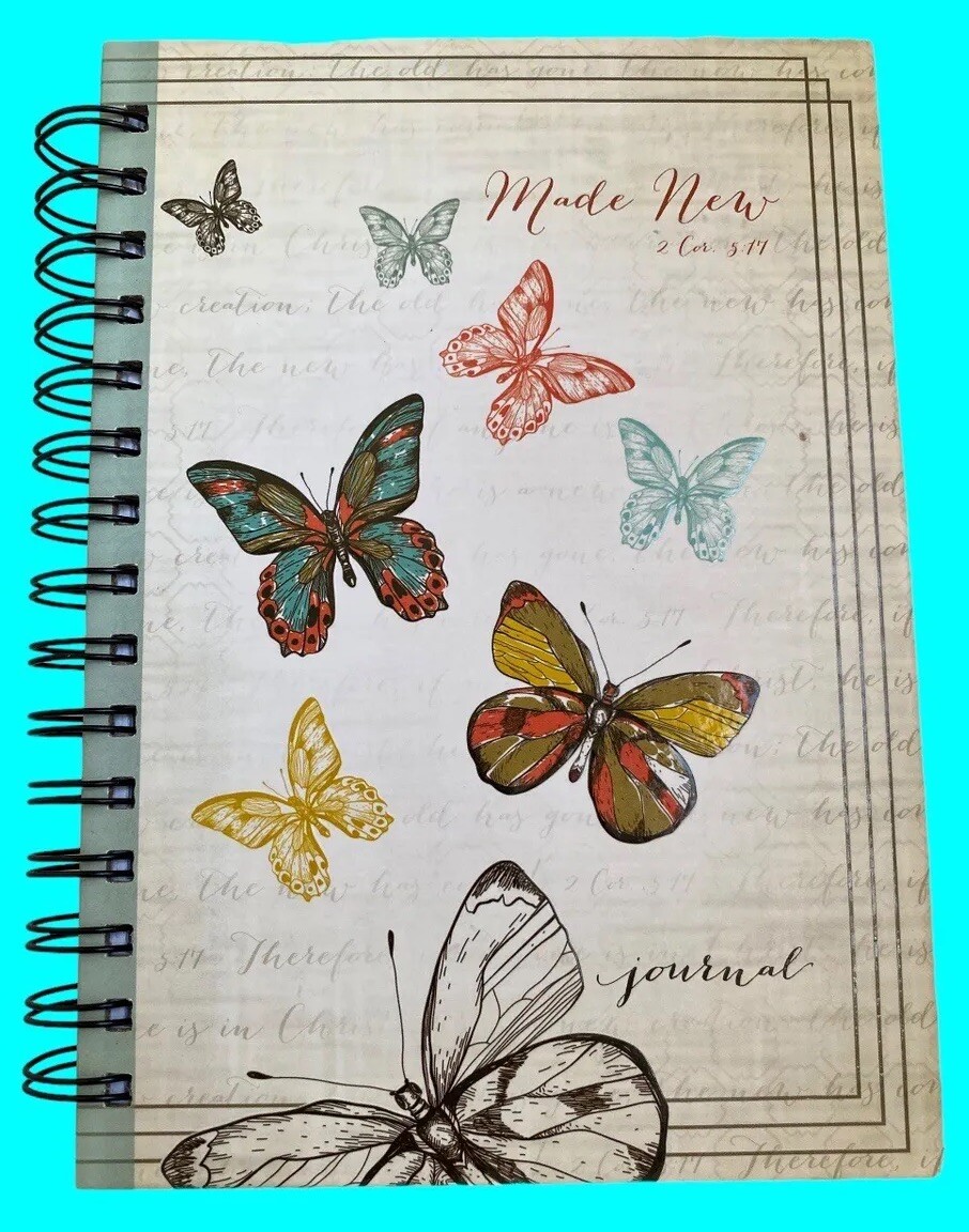 Christian Faith Made New Journal Butterflies Spiral Notebook Daily Scriptures