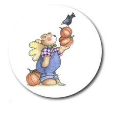 Primitive Autumn Pumpkin Angel Bear Favors Scrapbook Stickers Envelope Seals