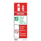 10x WATER FIRE EXTINGUISHER Safety Sign - Rigid Plastic 75 x 210mm Warning