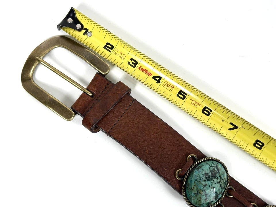 Cinto de quadril feminino LEATHEROCK tamanho XL 38 Concho couro marrom cowgirl ocidental muito bom estado usado - Imagem 4 de 4