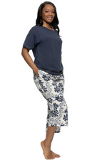 Felina Women's 4 Piece 100 Cotton Sleep Set, Blue, Sz: Medium