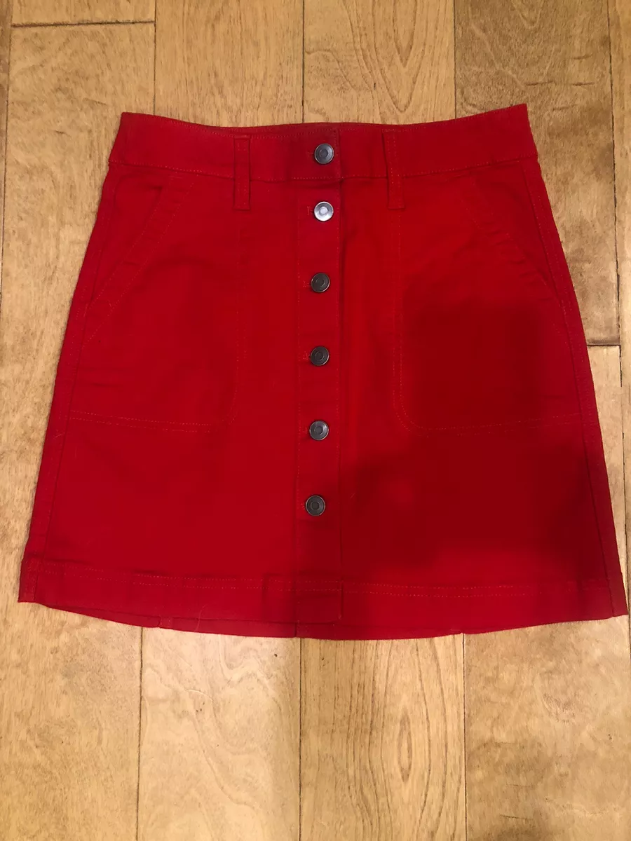 Red denim skirt size 16 discount
