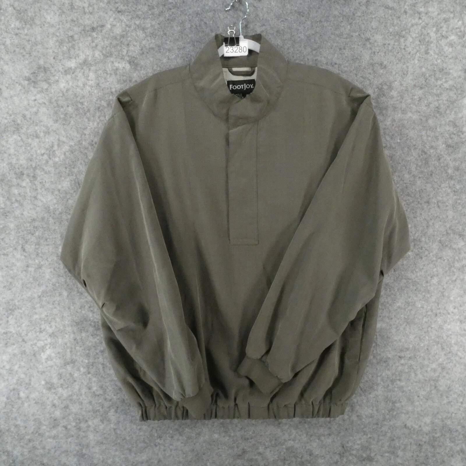 FootJoy Windbreaker Pullover Mens XL Long Sleeve Gray Plaid Lined 1/4 Zip