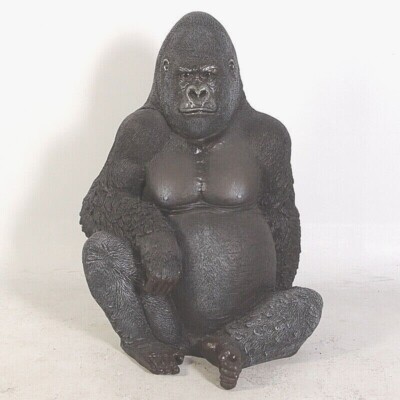 3.75-foot SILVERBACK GORILLA Sitting Figurine Statue model Monkey Ape Wildlife