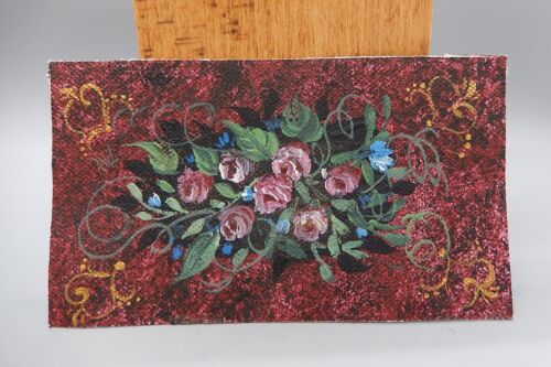 Vintage Hand Painted Floor Cloth Rug Pam Mercer Artisan Dollhouse Miniature 1:12 - Picture 1 of 8