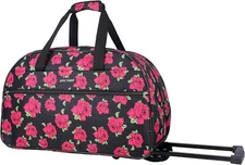 New Betsey Johnson 22 Inch Wheeled Duffel Bag Carry On black/ Roses
