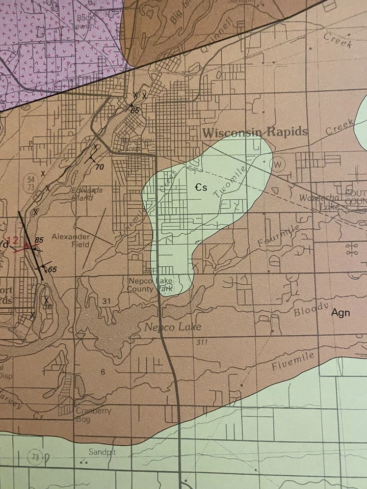 Винтажная геологическая карта района Стивенса Пойнт, Висконсин (1990) - Изображение 2 из 4