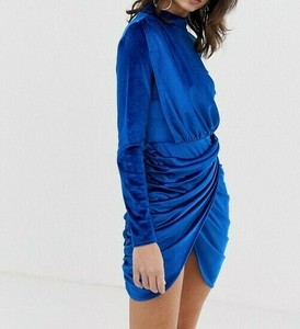 boohoo blue wrap dress