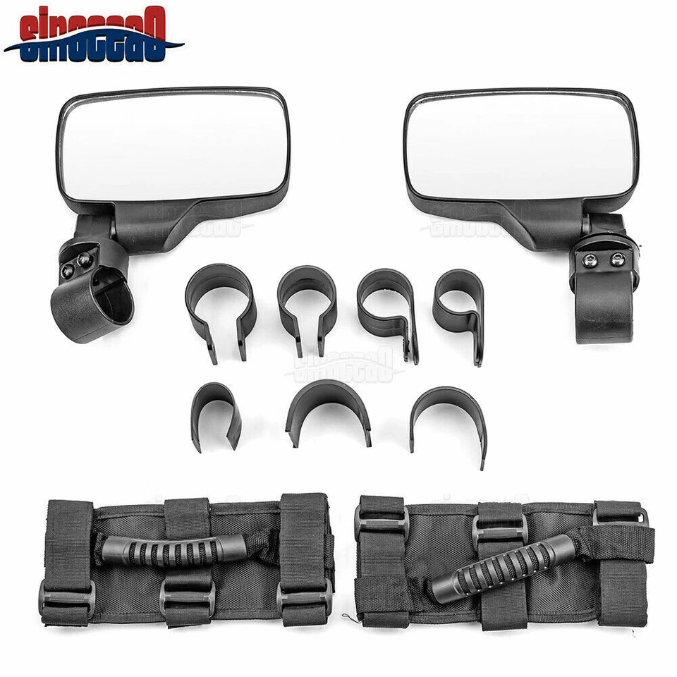Adjust Rear Center Side View Mirrors w/Handle Graps For Kawasaki Teryx 4 750 800 - Изображение 2 из 4