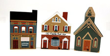 Vtg The Cat's Meow Shelf Sitters Village Series 1989-91 Bookshop Vet Chapel USA