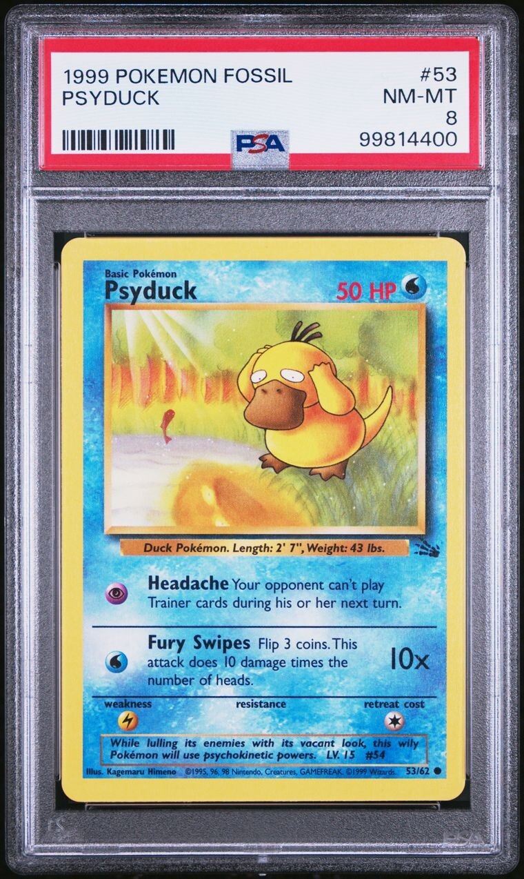 Vintage Psyduck 53/62 Fossil Pokemon Card Regular Edition