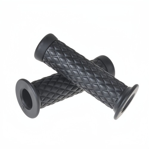 Black Rubber Grips Bar End Thruster Grip For Honda Yamaha Suzuki Kawasaki 7/8" - Picture 5 of 7