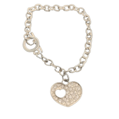 NEW Unisex Heart Love Friend Charm Toggle Silver Crystal Men s Boys Bracelet