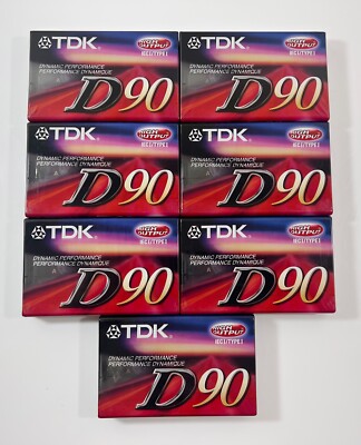 7 NEW ~ TDK High Output D90 Minute Blank Audio Cassette Tapes FACTORY SEALED