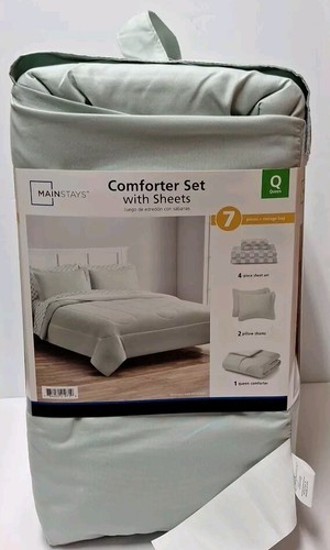 Mainstays 7-teiliges Queen-Bettwäscheset mit Bettwäsche - Bett in einer Tasche - hellgrün  - Bild 3 von 6