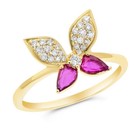 Hand Cocktail Ringopens in a new window or tabBrand New 14K Yellow Gold Pave Red Ruby Pear Butterfly Whimsical Right
