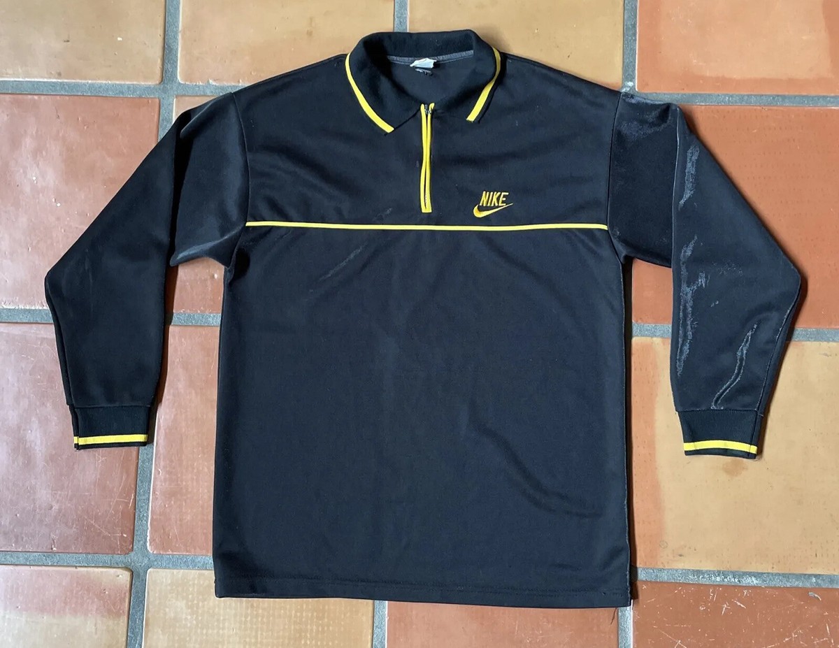 VINTAGE NIKE Mens MEDIUM MADE IN USA 1/4 Zip Black Pullover VINTAGE NIKE Mens MEDIUM MADE IN USA 1/4 Zip Black Pullover