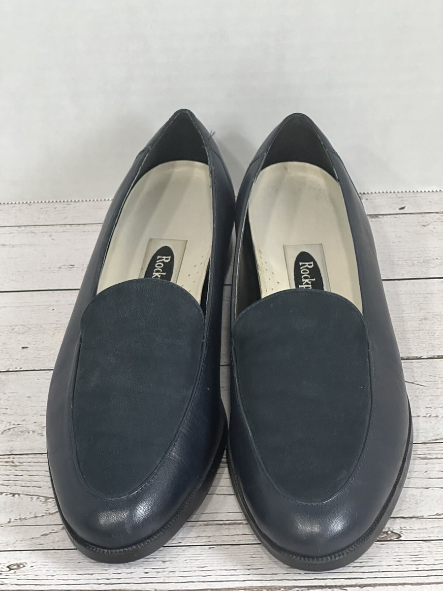 Rockport Women's Navy-Blue Leather and Suede Slip on Size 1/2 M