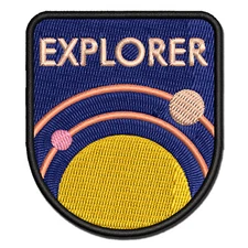 Explorer Space Solar System Science Embroidered Iron-On Patch Applique
