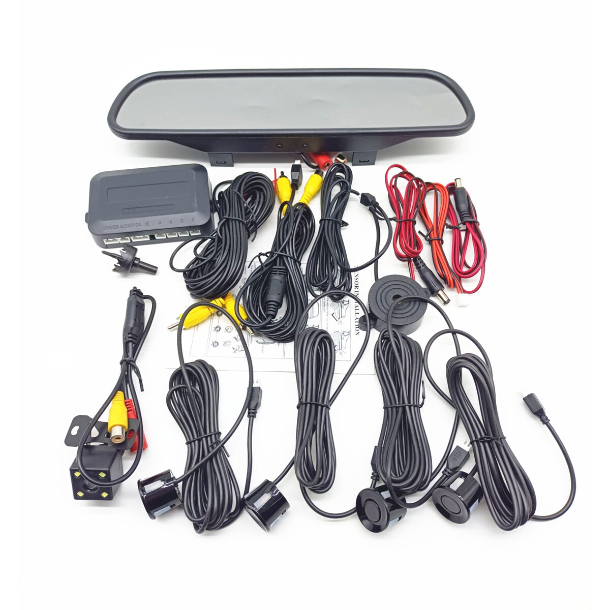 4.3"" Car Reverse Rear View Mirror Display Monitor+Backup Camera & Radar Sensor