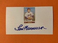 TOM HAUSMAN (DEC) (1st NY METS FREE AGENT) Signed 3x5 Index Card Autograph Auto