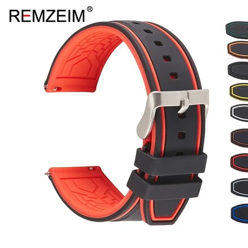 Rubber Silicone Watch Band Strap 20mm 22mm 24mm Women Men Green Red Black Sport - Picture 21 of 27
