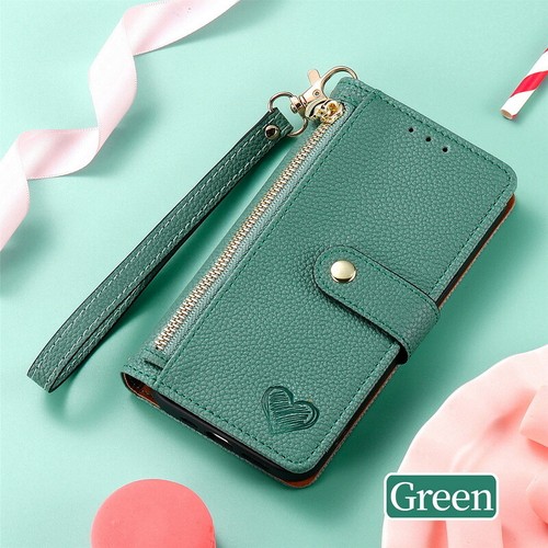 Crossbody Lanyard Case For Google Pixel 7A 7 6 Pro 7 Leather Wallet Zipper Cover - Picture 20 of 23