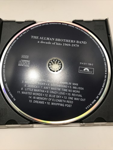A Decade of Hits 1969-79 by Allman Brothers Band (CD, 1991-PolyGram) - Foto 6 di 9