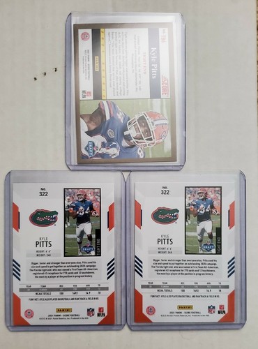 Lote de 3 cartas NFL Score Kyle Pitts RC 2021 base, retroceso, paralelo rojo  - Imagen 2 de 5