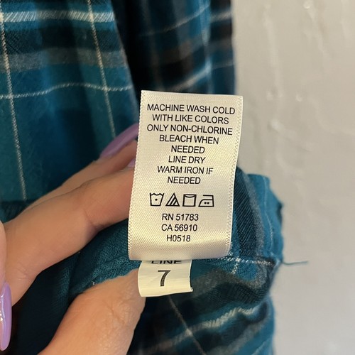 Maurices Hemd mit Knopfleiste Damen Größe 0 XS blau türkis kariert Langarm Oversized - Bild 9 von 13